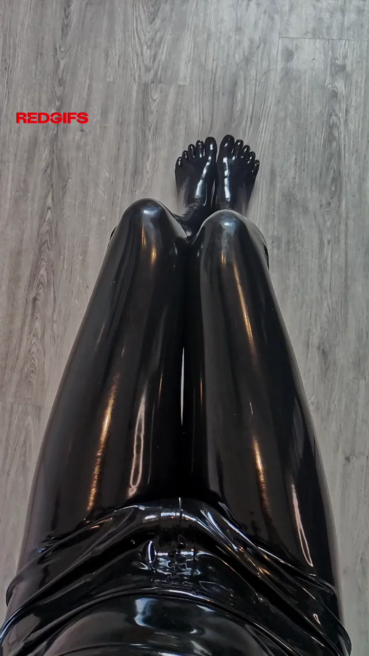 Latex Sissy Legs Spread Wide in Shiny Tease
