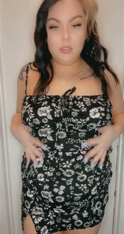 Chubby Slut Teasing Her Thick Curves in Tight Floral Sundress