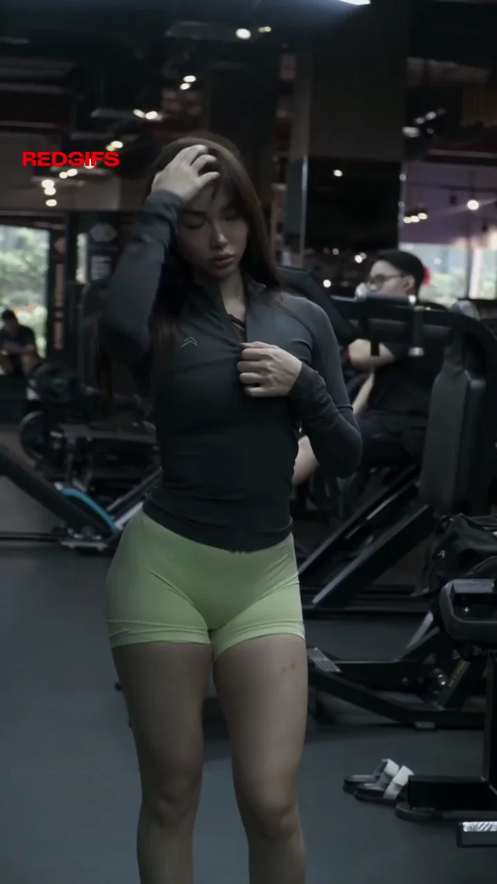 🍑 Asian Babe's Lime Shorts Barely Hold That Leg Day Booty! 💦