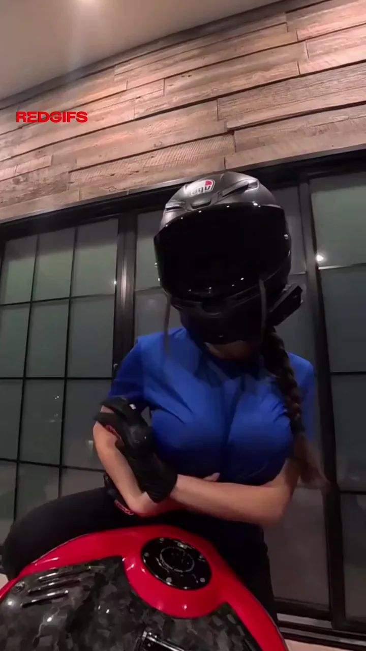 🔥 Biker Babe Pokies Teasing on Red Beast 🏍️🍒