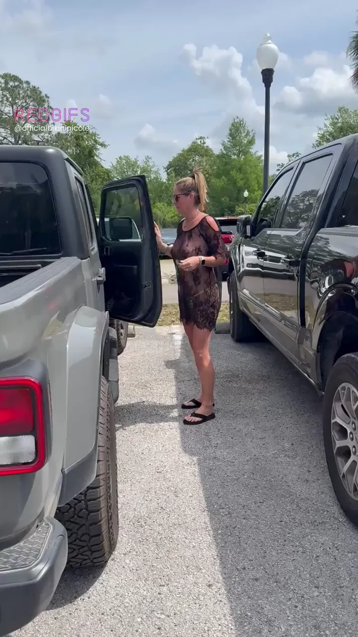 Public Slutty OOTD Tease with Massive Tits Out