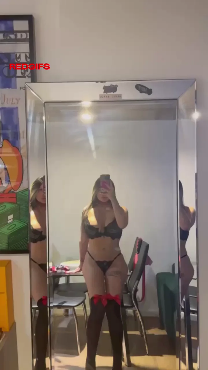 📱 Shaky Phone Tit Tease in Black Lingerie & Thigh Highs 😈