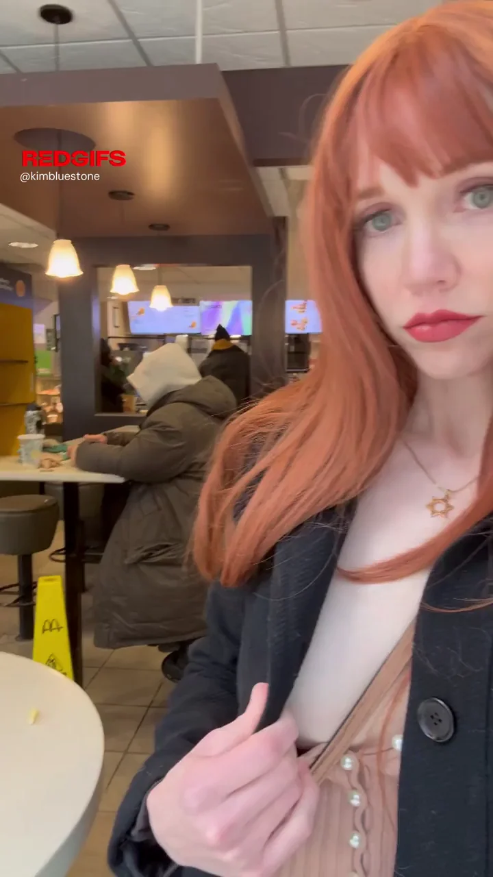 🔥 McDonald's Tit Flash & Tongue Tease 😜🍔