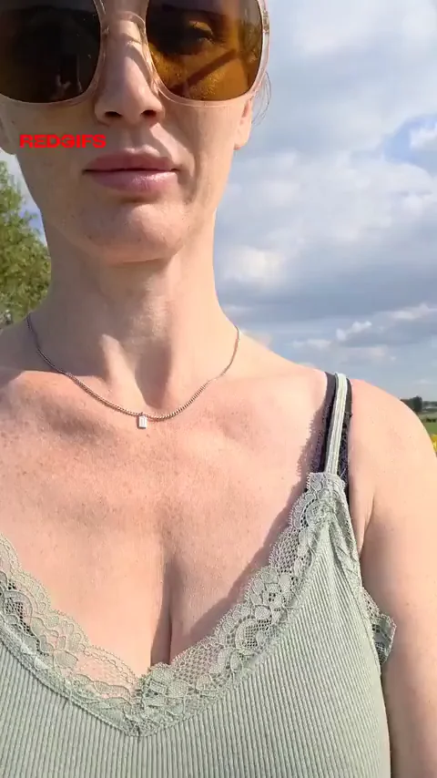 Flashing my MILF tits in public, hoping to get caught :)