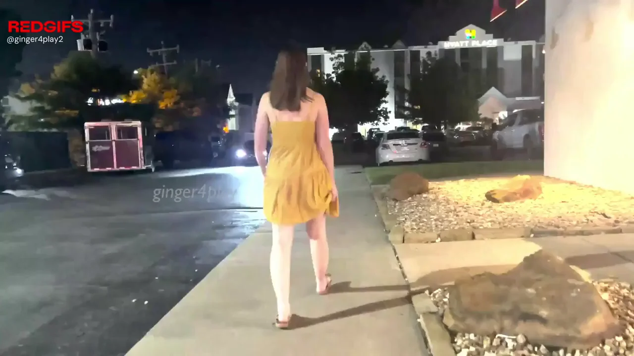 Hotwife Flashes Massive Tits and Bare Ass on Dark Public Road