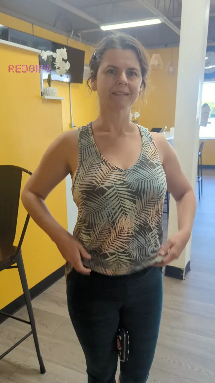 Granny flashing at the local smoothie shop ;)