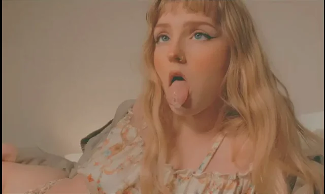 Blonde Babe's Real Ahegao Tongue-Out Tease 😛💦