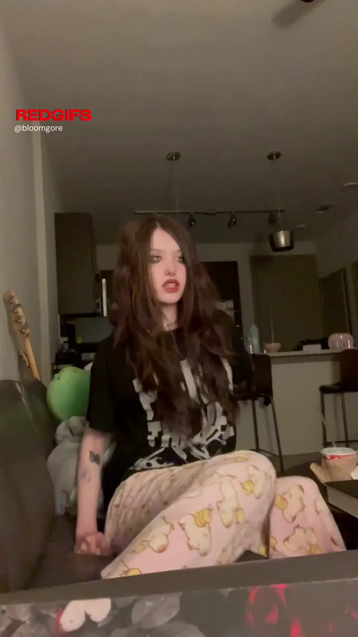 Petite Goth Trap's Reluctant PJ Strip to Dripping Girl Dick Reveal