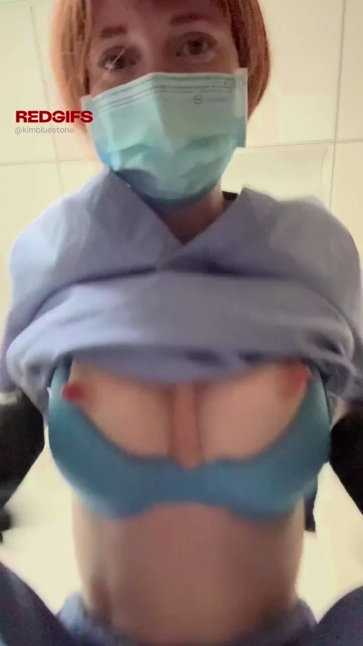 😷 Tired Nurse Sits & Flashes Massive Tits 💋