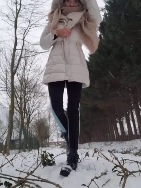 Snowy Tease: Warm My Ass in Tight Yoga Pants? ❄️🍑