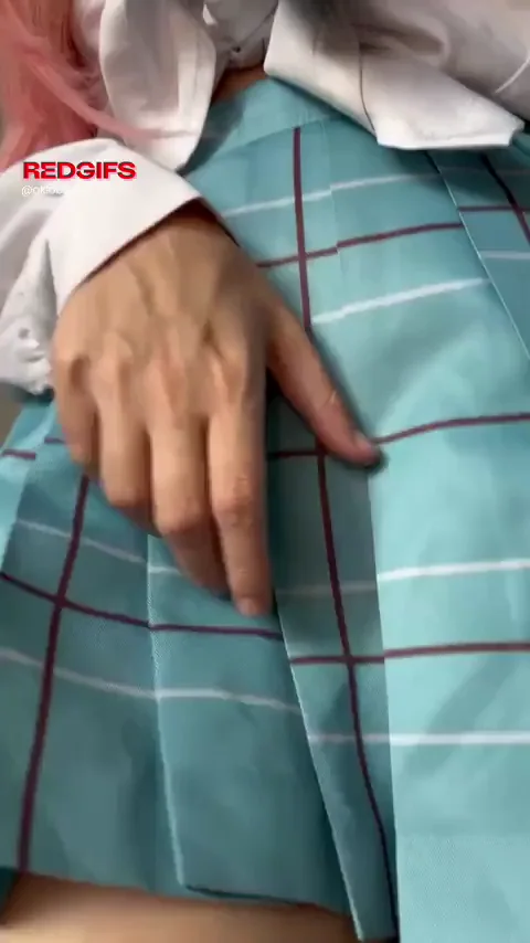 Naughty Schoolgirl's Bare Pussy Peek Under Plaid Skirt