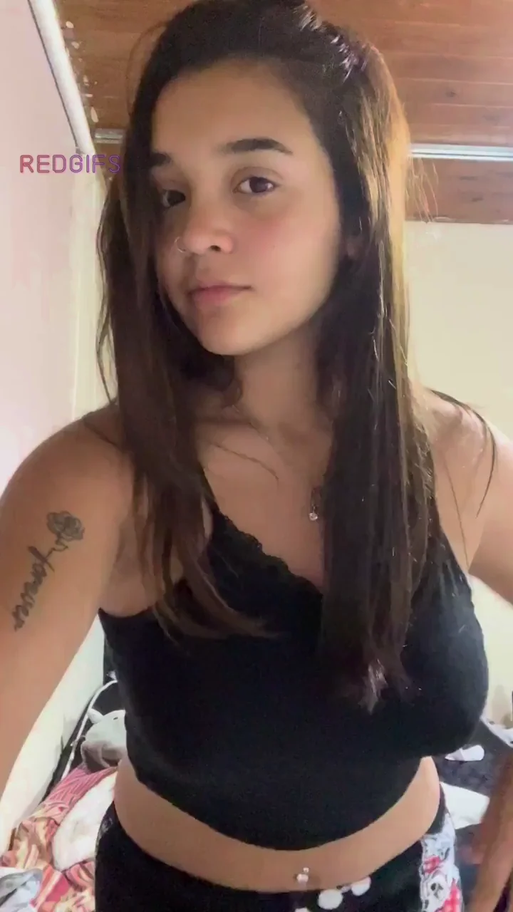 Barely Legal Tease Drops Black Lace for Perky Tit Flash