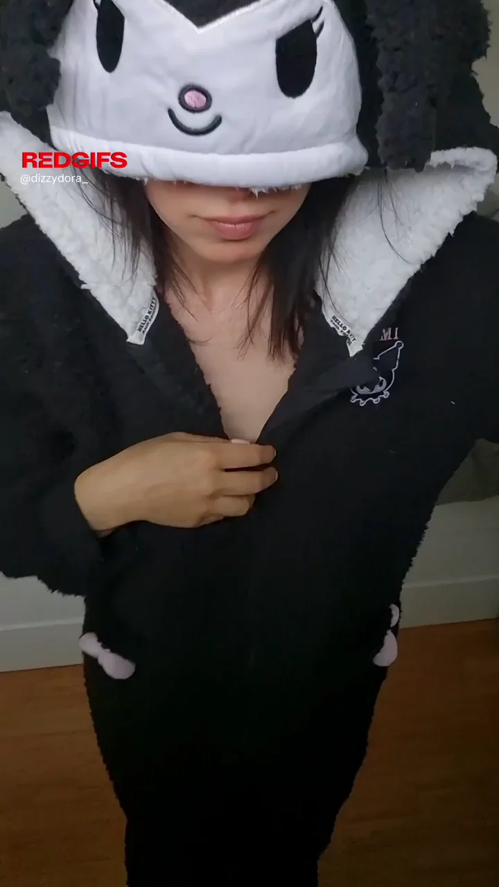 Kuromi Onesie Titty Drop: Amateur Slut's Massive Rack Reveal