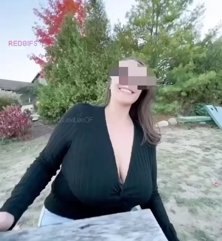 Fall Leaves Falling But My Massive Tits Still Stealing the Show Outdoors
