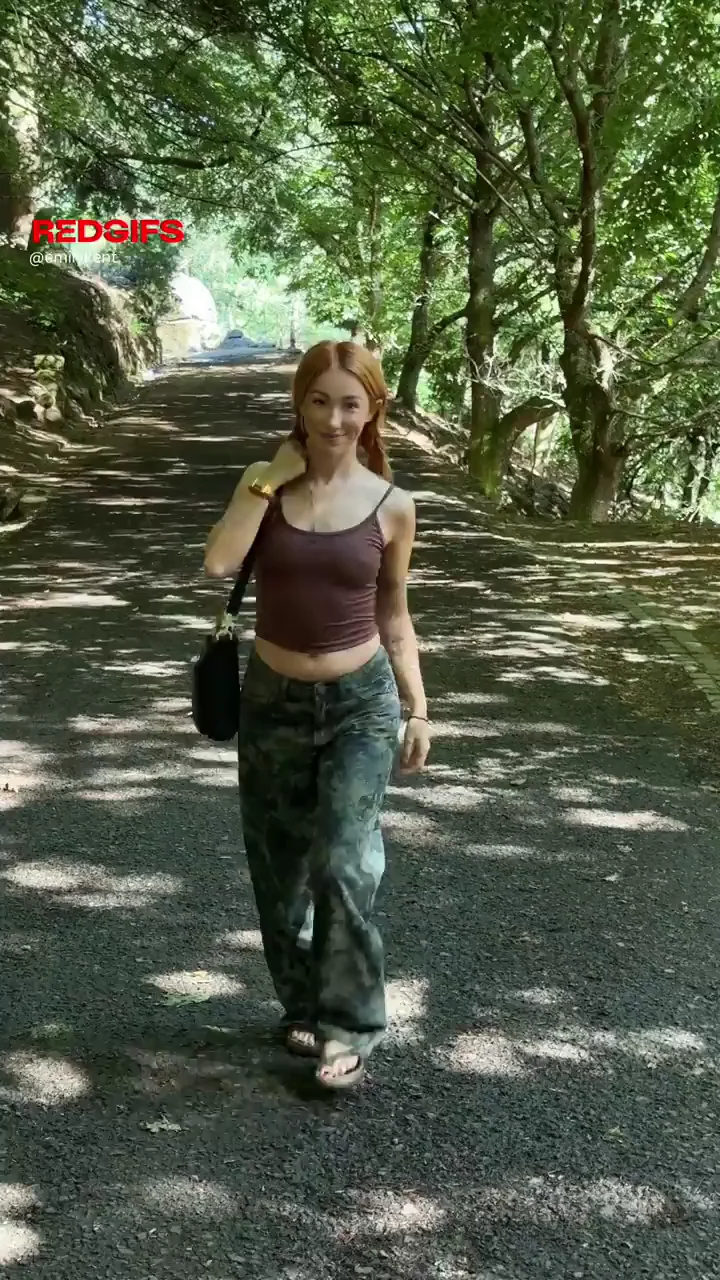 Redhead Slut Flashes Her Juicy Tits in Public Woods 😈🍒