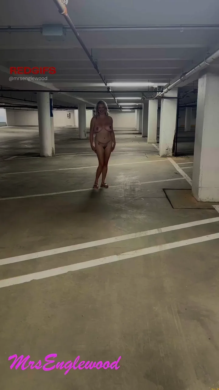 Naked Big-Tit MILF Skipping Wild in Parking Garage! 🔥🍑
