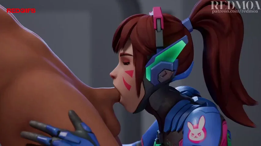 D.Va Gags on Throbbing Cock - Redmoa Overwatch BJ Madness