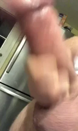 Stroking my forearm sized fat cock ??