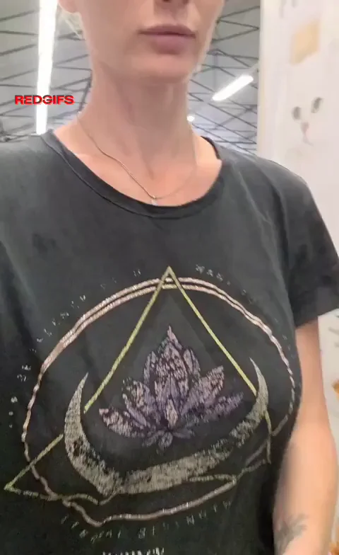 Redhead MILF Flaunts Her God-Given Massive Tits in Public Store