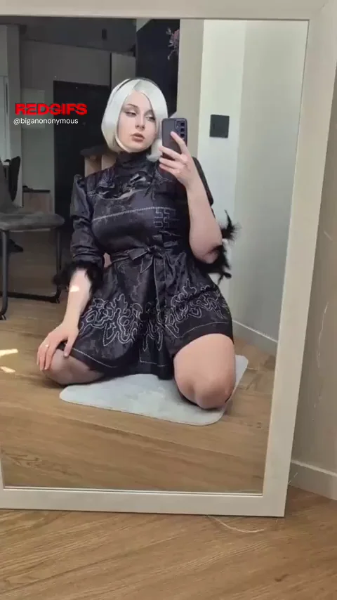 🔥 Horny 2B Cosplay Tease 💋 Pussy Flash in Mirror