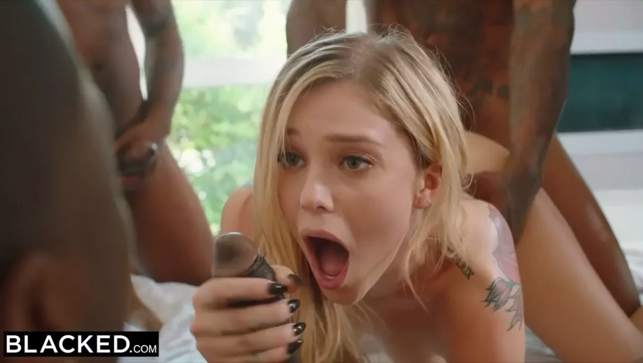 Blonde Slut Gags on Massive BBCs in Wild Gangbang 🍆💦🔥