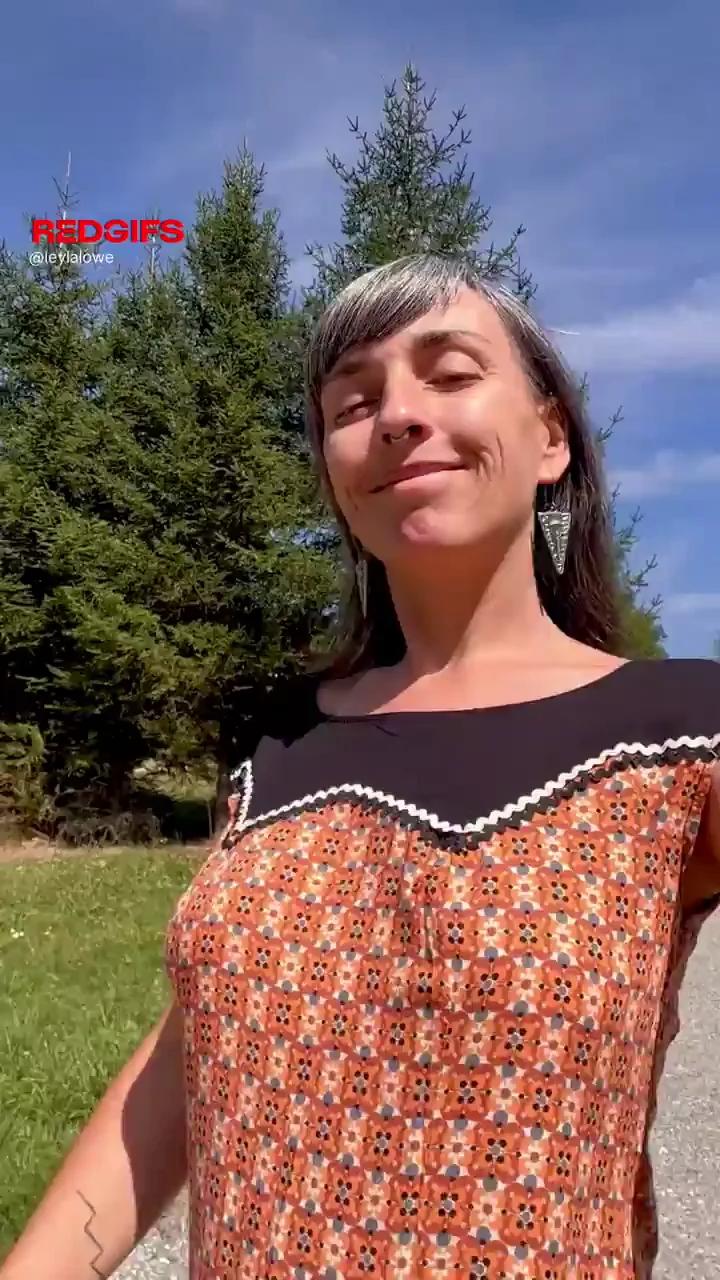My braless debut - on my way to the forest