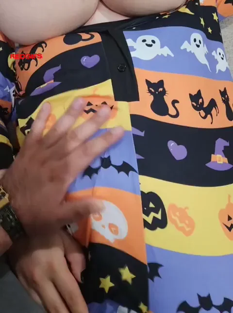 Curious About My Huge Halloween Tits? Wife Teases 'Em Out! 👻🍑💦