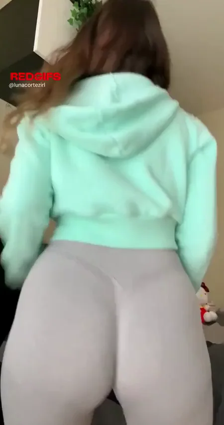 Gym Slut's Bedtime Booty Burn: Twerk That Phat Ass in Grey Leggings