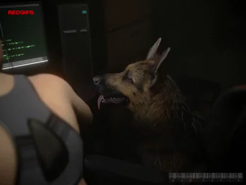 Claire with her dog (pog benis) [Resident Evil]