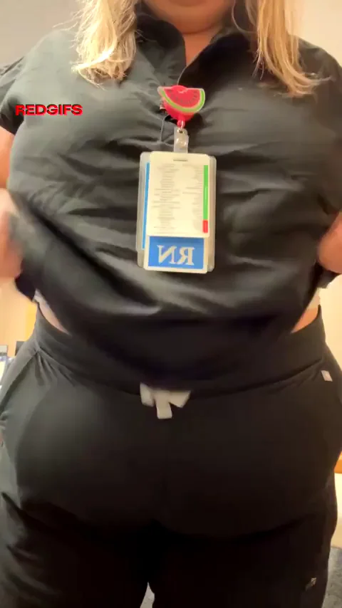 Busty Nurse Scrubs Tease 🍉💋 Big Tits Friday Fun