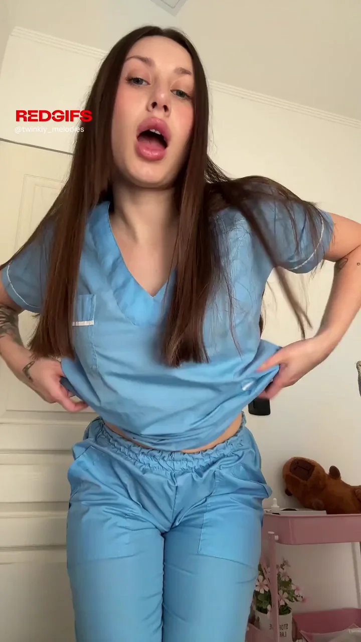 Slutty Nurse in Scrubs Begs for Cock with Moans and Ass Tease