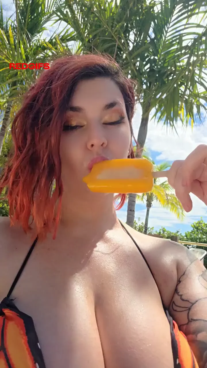 Alice @beeblebroxbaby's Slutty Popsicle Tease in Thong Bikini