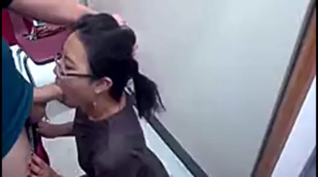 Deepthroat Asian Glasses Public Blowjob In Dressing Room