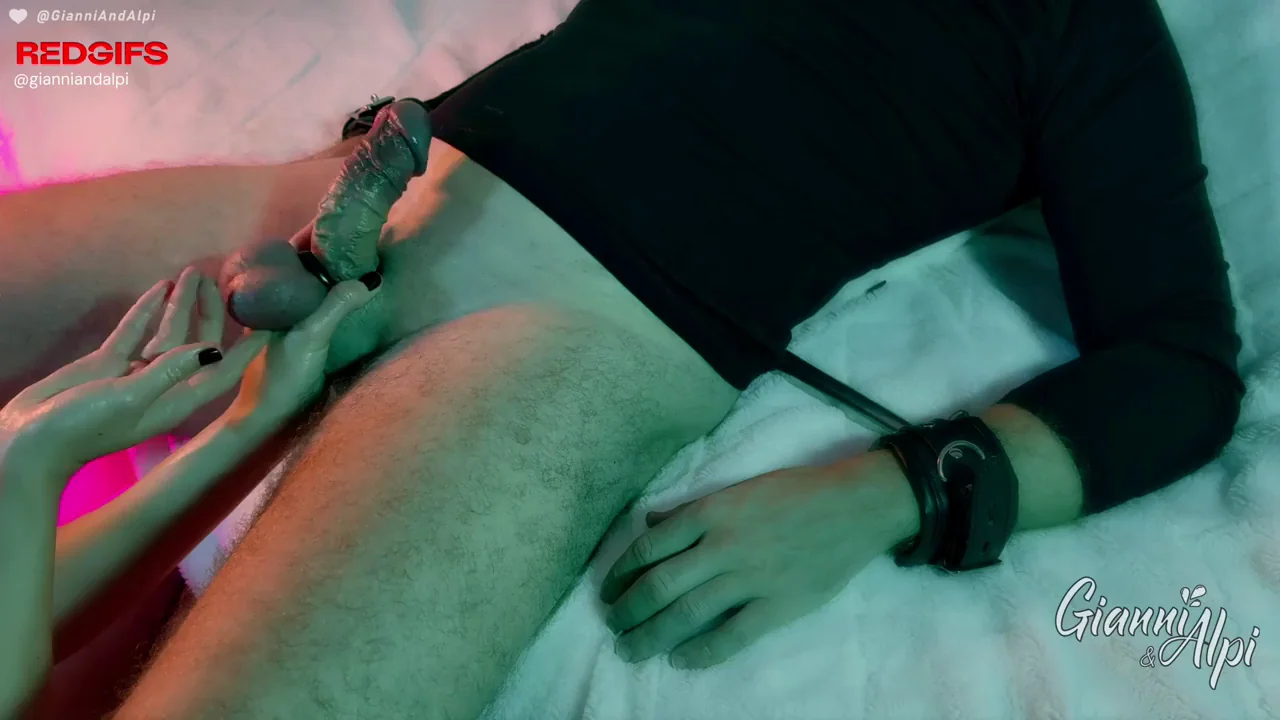 A steamy cock massage gets him rock hard and trembling with full orgasm control