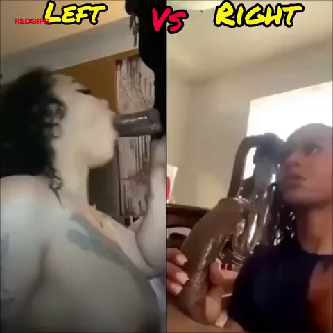 Left vs Right: Ebony Queens Battle Thick Dildos with Massive Tits Out