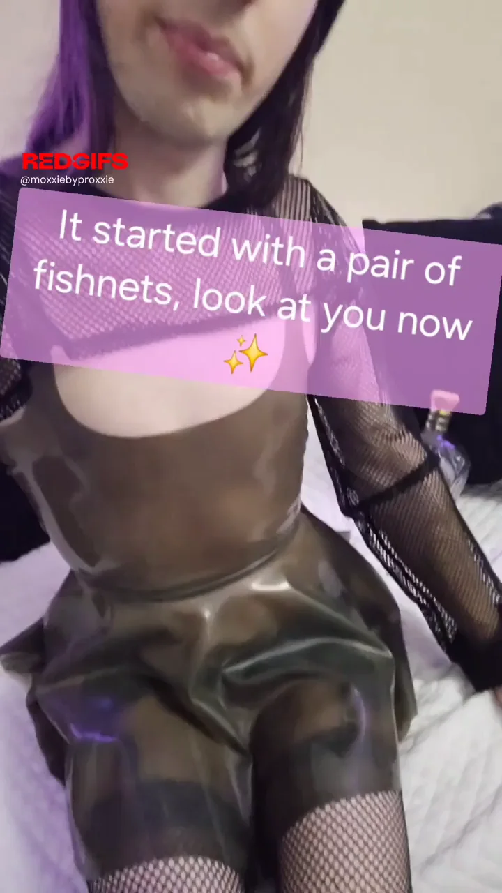 Fishnets to Femboy Slut: Latex Cockflash Transformation