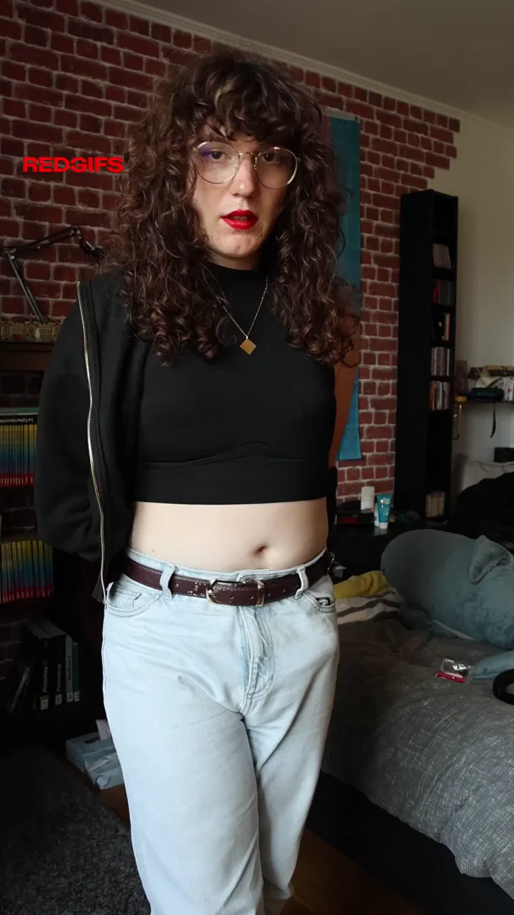 First Post Tease: Curly Haired Trans Teen Flaunts Massive Cock 🍆💦