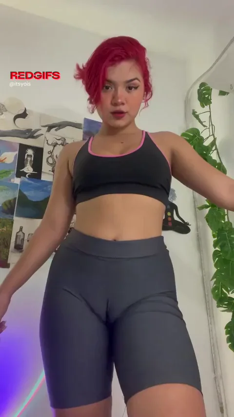 Playful Redhead Teases Her Juicy Cameltoe Pussy