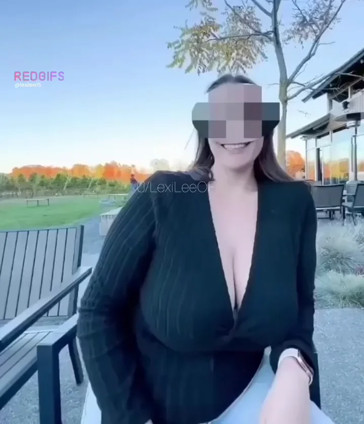 Wine Date Turns Frisky: MILF's Massive Tits Tease Outdoors 🍷🍒