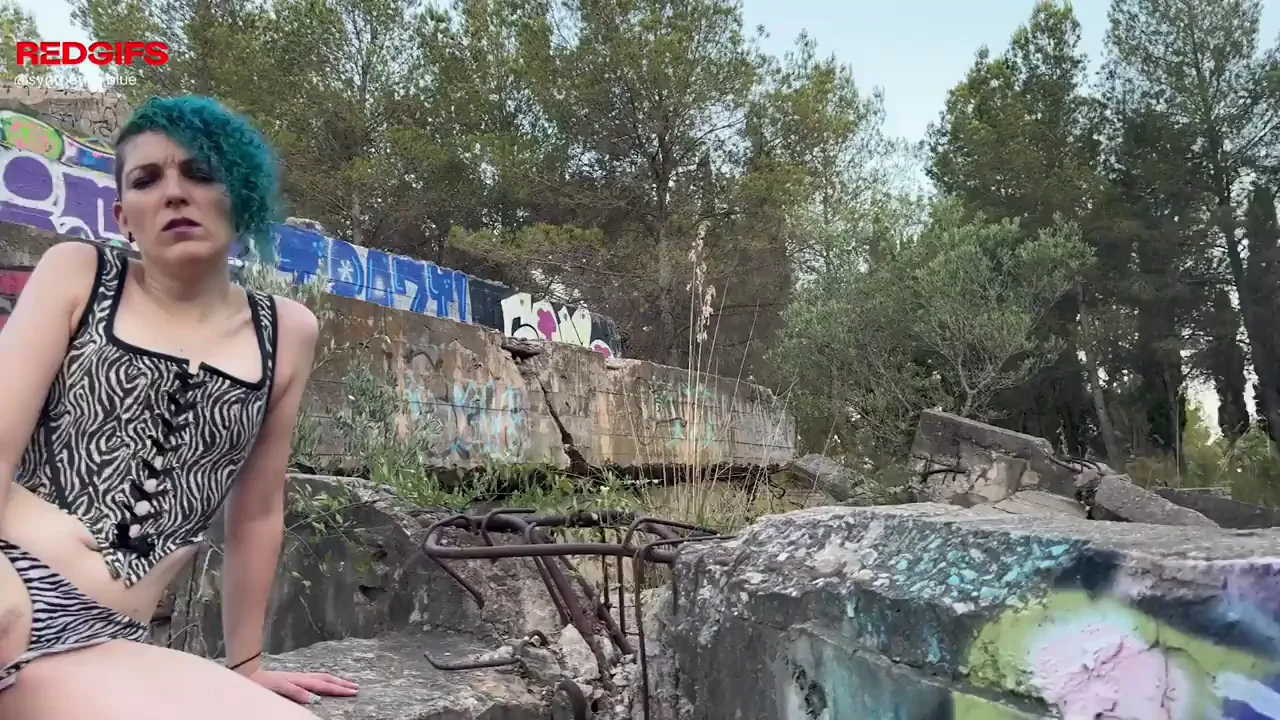 My girl playing with her Fav Dildo in the Remains of an Old Factory.