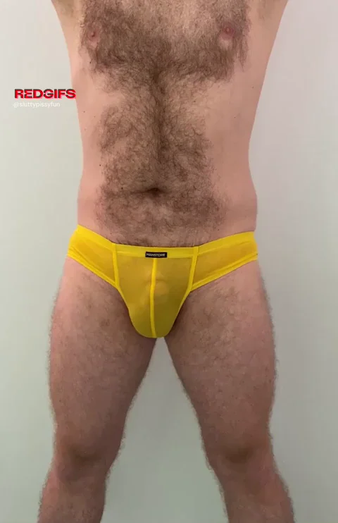 Peeing into this pair of sheer underwear feels so good!