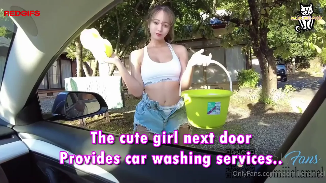 Desperate Asian Girl Next Door Washes Cars with Her Slutty Holes for Creampie Cash