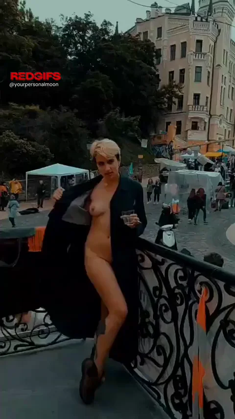Tomboy Slut Flashes Massive Naturals Outdoors