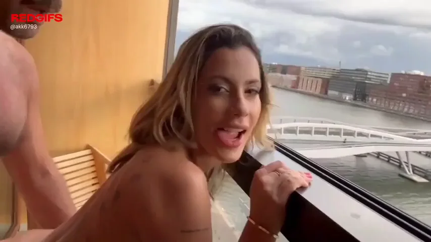 Balcony Bitch Begs for Manuel's Massive Thrusts!