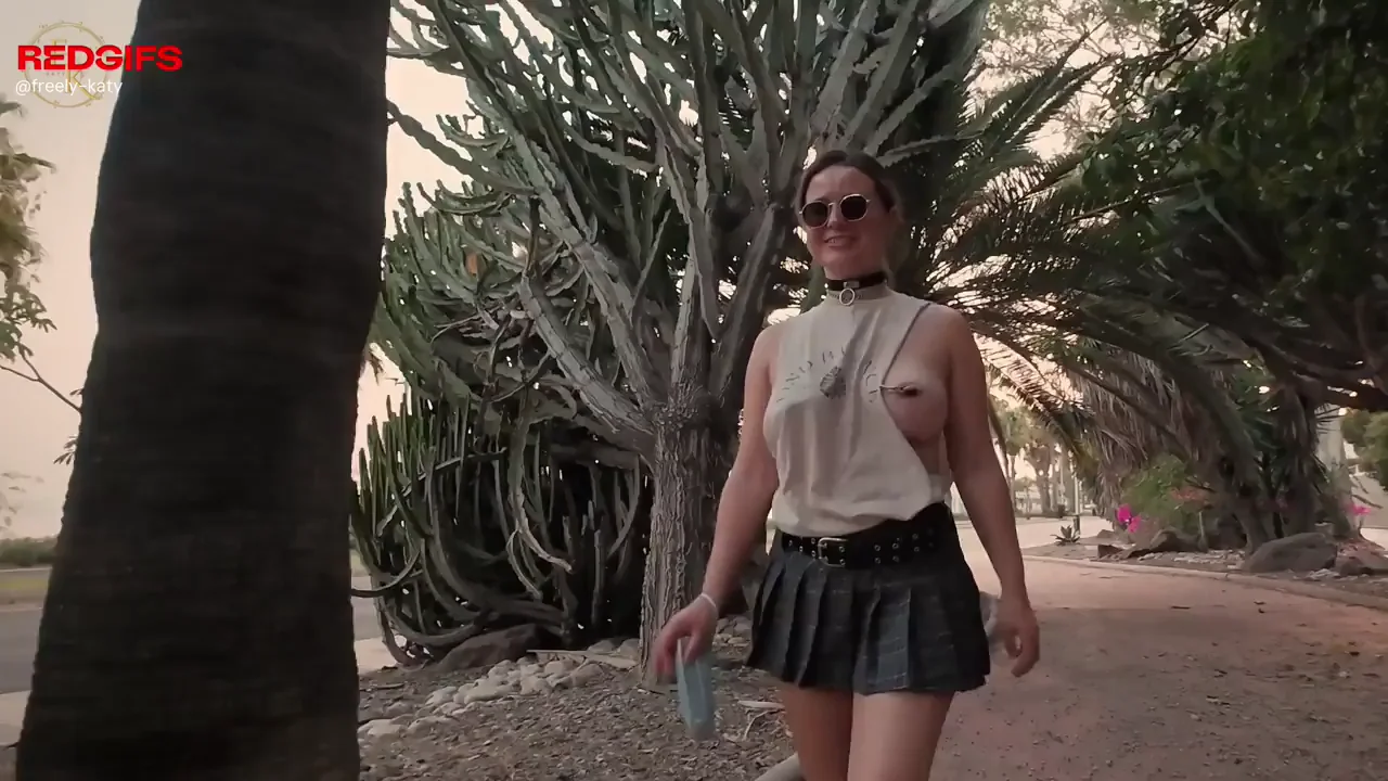 Braless MILF Struts with Nipple Clamps, Tits Totally Exposed in Public