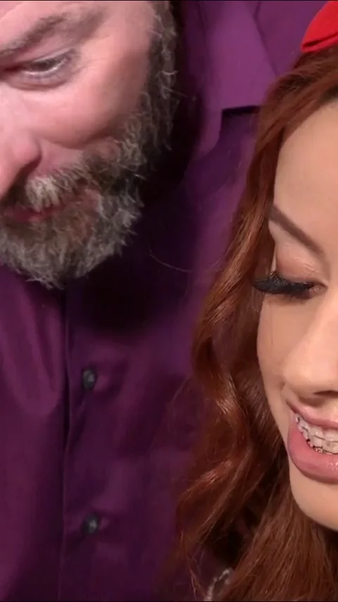 Step-Dad's Forbidden Lip-Lock on Braces-Clad Redhead Cutie