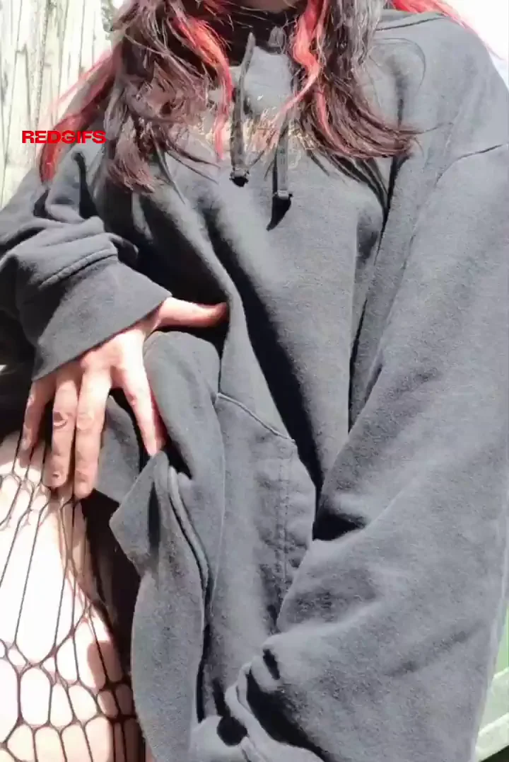 Goth Slut Flashes Massive Titties in Oversized Hoodie Tease