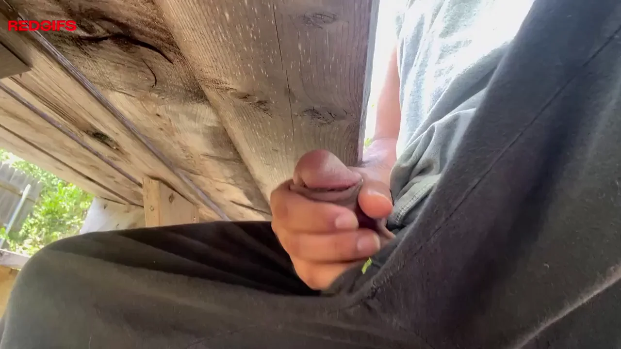 Jerking My Thick Cock to Cum Under Picnic Table