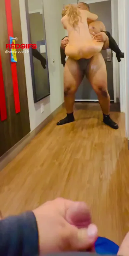 Little cucky stroking “it” while I’m getting manhandled
