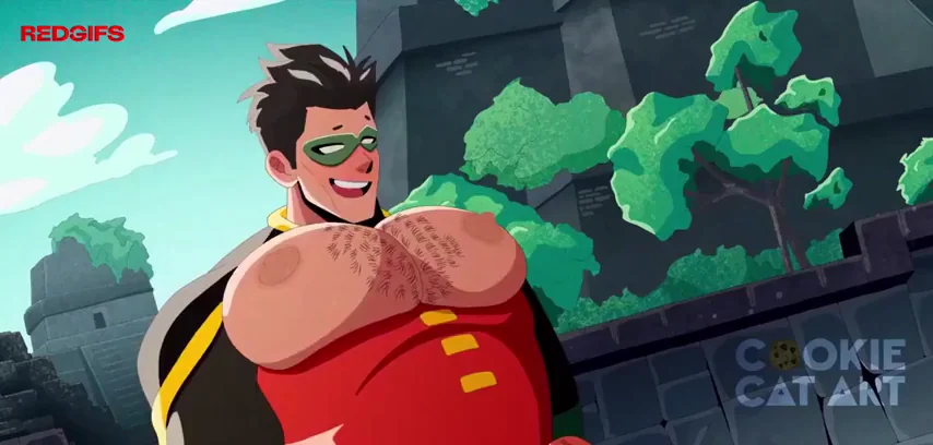 Jamie Reyes and Damian Wayne frotting (cookiecatart)